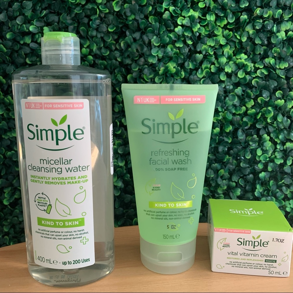 SIMPLE Skincare trio bundle for sensitive skin